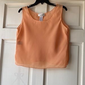 Rena Rowan Orange Sheer Sleeveless Top Size 8